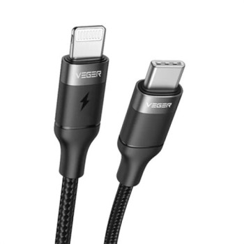VEGER Braided кабел Type-C - Lightning 27W, 3A черен