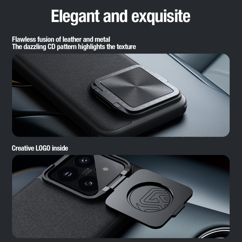 Xiaomi 14 Pro магнитен кожен калъф със защита на камерата черен Xiaomi 14 Pro магнитен кожен калъф със защита на камерата черен