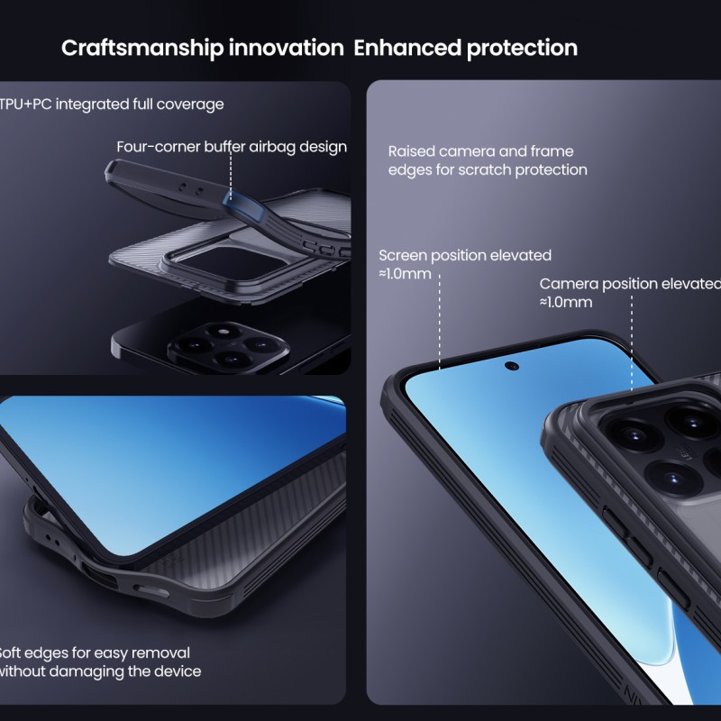 Xiaomi 15T твърд гръб със защита на камерата Nillkin прозрачно черен