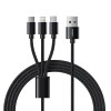 VEGER Braided 3в1 Кабел USB-A към Lightning / Typ C / Micro USB 1.5м