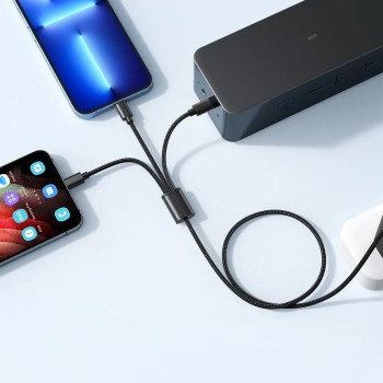 VEGER Braided 3в1 Кабел USB-A към Lightning / Typ C / Micro USB 1.5м