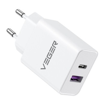 VEGER 30W зарядно USB-A + Type-C